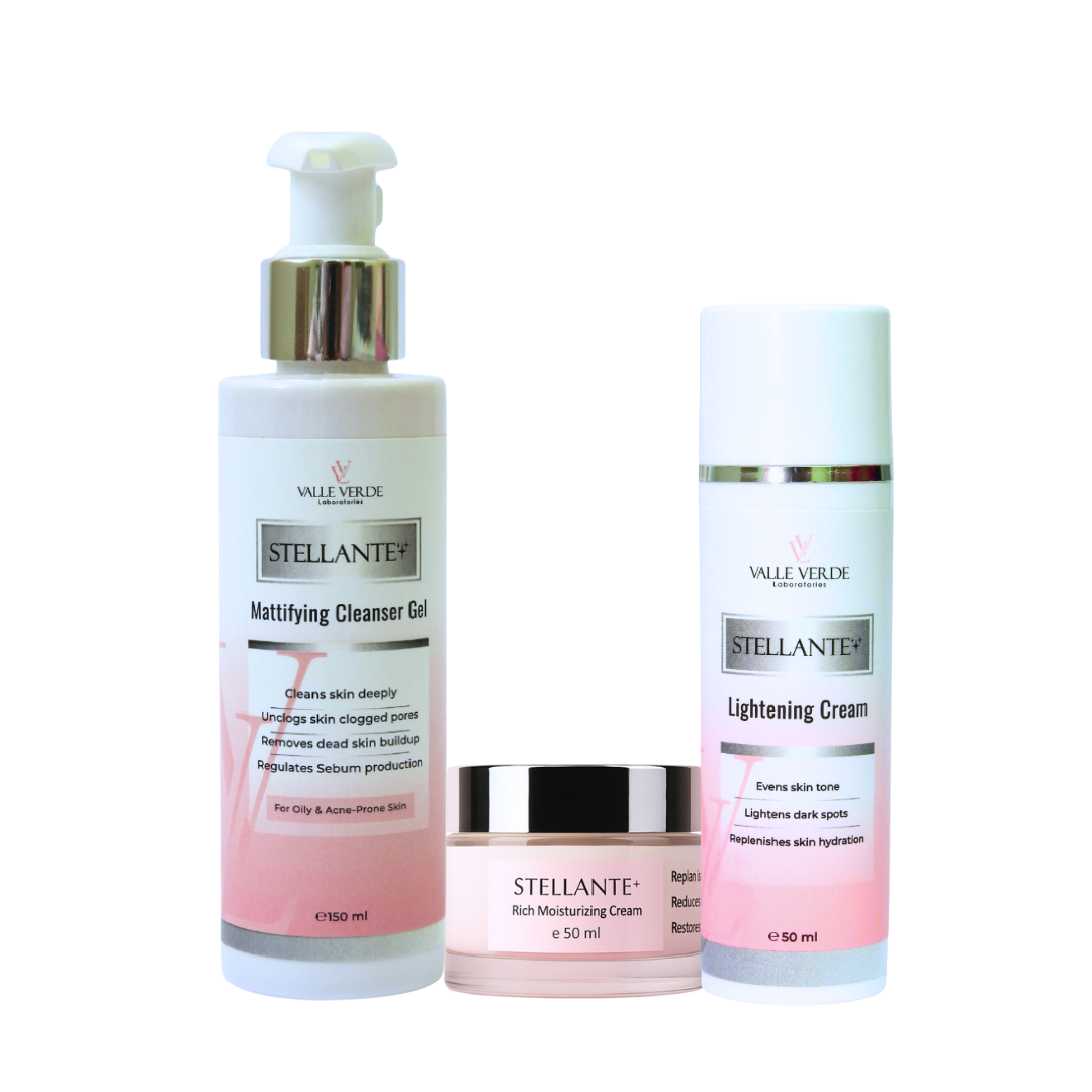 Three skincare products from Valle Verde on a white background