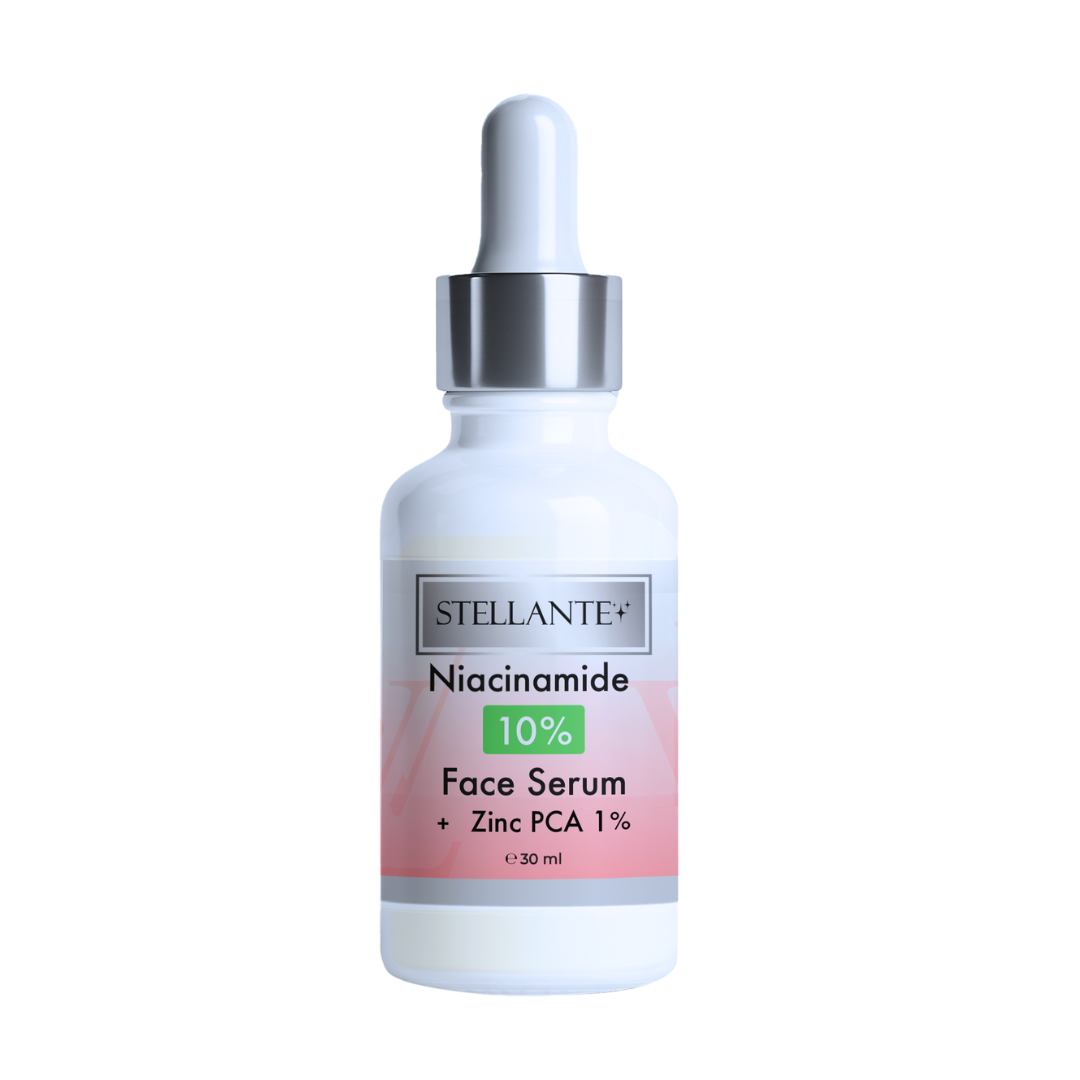 Stellante Niacinamide face serum bottle on a white background