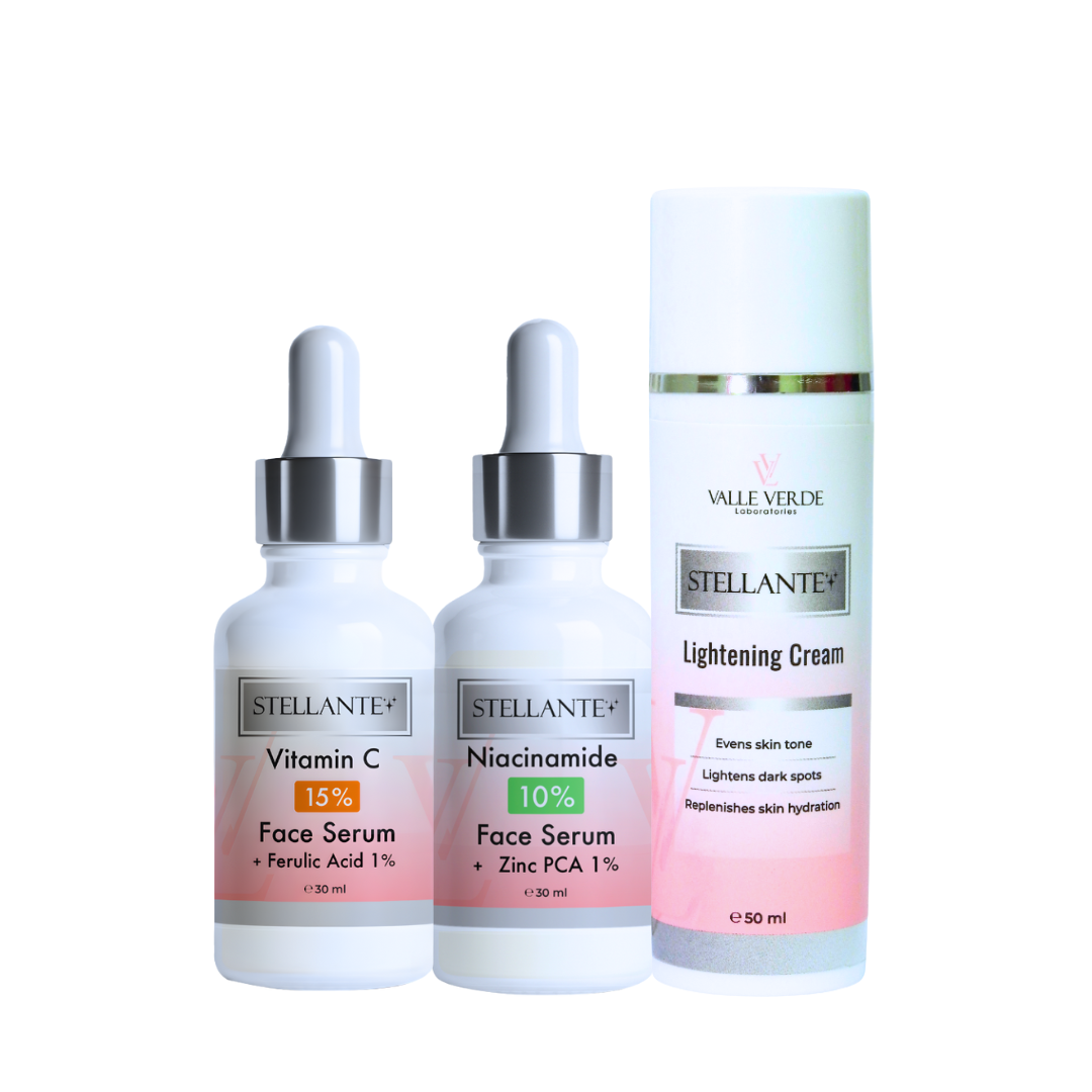 Three skincare products from Stellante on a white background