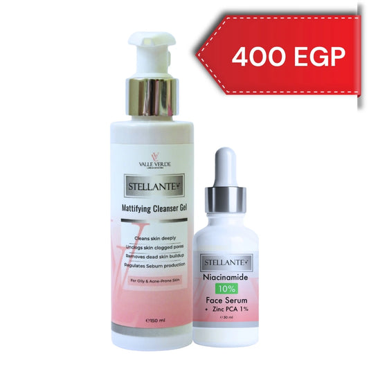 Two skincare products with Stellante branding and a price tag of 400 EGP on a white background.